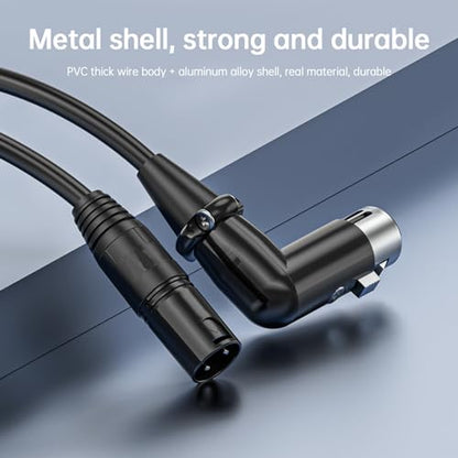 XLR Right-Angle Female to Straight Male Microphone Extension Cable, 90-Degree Female to Straight Male Balanced Cord 3-Pin to 3-Pin, -6.6ft 2Pack - style: 6.6FT-XLR Right-Angle Female