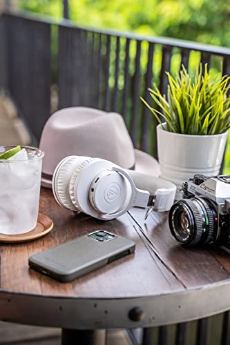 Audio-Technica ATH-M20xBTWH Wireless Over-Ear Headphones with Mic, 60 Hour Battery Life, Studio-Quality Sound, 40 mm Drivers for Enhanced Bass, Lightweight Design, Multipoint Pairing, White | 60 Hour Battery Life, Studio-Quality Sound, 40 mm Drivers for E