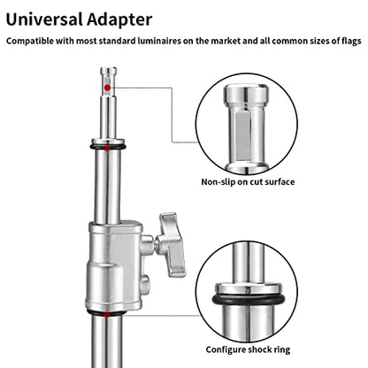 3.6-8.2ft Stainless Steel Heavy Duty Boom Arm for C-Stand w/Sandbag | Adjustable Overhead Crossbar Holding Arm with Universal Baby Pin Adapter for Studio Monolight, Softbox, Strobe Photography