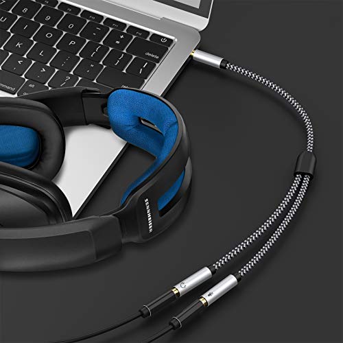 3.5mm Male to Dual 3.5mm Female Headset Splitter with Separate Microphone and Headphone for PC, PS4, Gaming