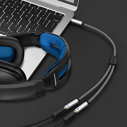 3.5mm Male to Dual 3.5mm Female Headset Splitter with Separate Microphone and Headphone for PC, PS4, Gaming