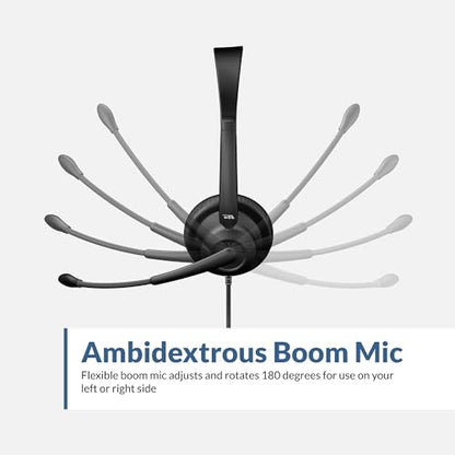 Cyber Acoustics AC-104ENC Mono USB Headset with ENC, in-Line Controls | Ideal for Call Centers and Remote Work, Adjustable Boom Arm, 8ft Cable, In-Line Module - style: USB Mono ENC Headset
