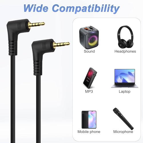 MEIRIYFA 2.5mm TRRS Male to Male Audio Extension Cable 90 Degree Angle | 2.5mm TRRS Stereo Audio Plug Adapter Cable for Smartphone, Headphone, MP3 Player, Recorder, Camera (2PCS, 1.8M) (TRRS)