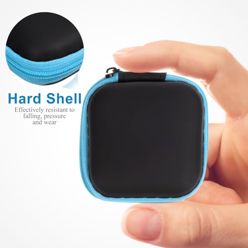 Sewroro Mini EVA Headphone Case, Portable Travel Earphone Pouch, Earbud Storage Box, USB Cable Holder, 2.95 x 2.95 x 0.98 Inches () - color: Blue