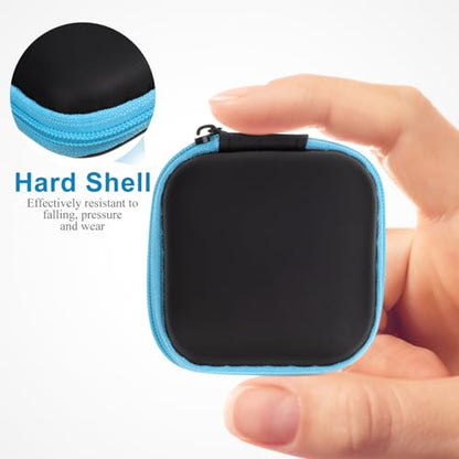 Sewroro Mini EVA Headphone Case, Portable Travel Earphone Pouch, Earbud Storage Box, USB Cable Holder, 2.95 x 2.95 x 0.98 Inches () - color: Blue
