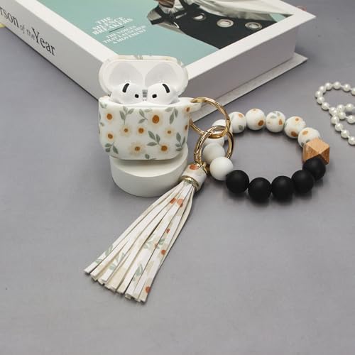 Case Compatible with AirPods 4 Case,Soft Silicone Cover with Bracelet Lanyard and Keychain, Cute Wireless Charging Protective Case for Apple AirPods 4th for Women and Men (Small Flowers) - color: Small Flowers