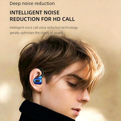 Wireless Headset Business Headphones,Waterproof Hanging Single Ear Earbuds,Mono Wireless Headset Noise Cancelling Sports Wireless Earpiece with Mic for Smart Phones (Blue) - color: Blue