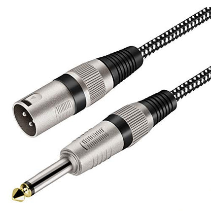 XLR 수 - 0.6cm(1/4인치) TS 케이블 15.2m(50피트), 나일론 브레이드 XLR 3핀 수 - 1/4인치 6.35mm TS 언밸런스 인터커넥트 와이어 마이크 코드 (순수 구리 컨덕터) - size: 50FT
