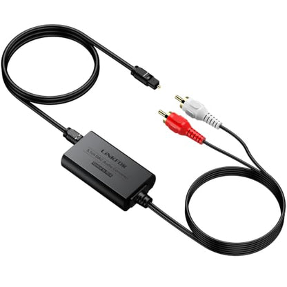 LiNKFOR 192kHz SPDIF Toslink to RCA DAC Converter, 2.1m Cable | Digital-to-analog audio adapter supports Dolby AC-3 and DTS 5.1 channel audio decoding - style: SPDIF to RCA 5.1ch