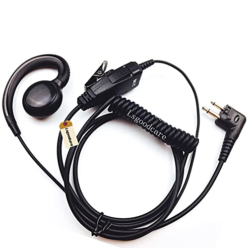 Lsgoodcare 2 Pin Swivel Earpiece Earhanger Earhook Headset with 180 Degree Swivel Earphone (PTT and Mic) Compatible for Motorola CLS1410 CP200 CP88 CP100 CP040 Walkie Talkie 2 Way Radio, (2pcs)