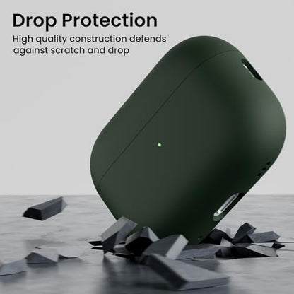 ORNARTO for AirPods Pro 2 Case, Hybrid Silicone, Mystic Green | Hybrid Silicone Rubber, Front LED Visible, Wireless Charging, Skin-Friendly Soft Touch, Anti-Scratch, Detachable Lanyard - color: Mystic Green