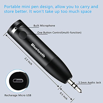Bluetooth Aux Adapter, Wireless Bluetooth Car Adapter, Mini Portable 3.5mm Aux Receiver for Car, Headphones, Home Stereo Music System (Black)