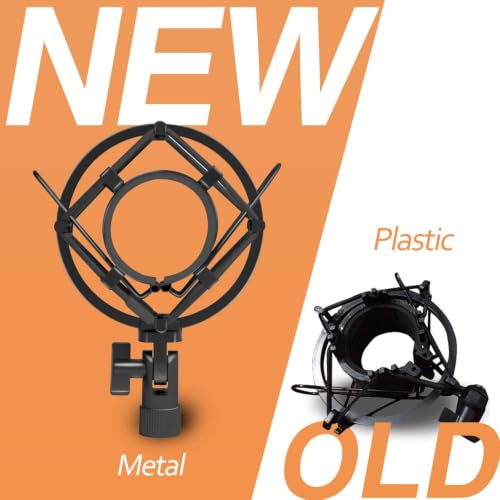 Metal Shock Mount, Mic Clip Holder for Diameter 43-48mm Condenser Microphone, Anti-Vibration Suspension High Isolation Mic Stand