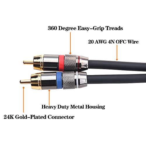 Tisino 1/4 to RCA Cable, Quarter inch TRS to RCA Audio Cable 6.35mm Stereo Jack to Dual RCA Insert Cable Y Splitter Cable - 3.3 feet/1 Meter | 2 RCA Male to 1/4" TRS Cable for Mixer, Amp, Speaker, Gold-Plated OFC Shielded Insert Interconnect - size: 3.3 f