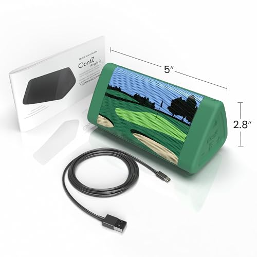 OontZ Angle 3 (4th Gen) – Portable Bluetooth Speaker, 12W Stereo Sound, 24 Hour Playtime, Rich Bass, 100 Foot Wireless Range, Waterproof, Home, Outdoor, Travel, Great Gift and Golf Speaker (Green) - color: Golf-Green