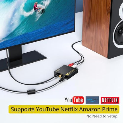 PROZOR DAC Converter 192Khz Digital to Analog Audio Support 5.1CH DTS | Dolly-AC3 Decoder with Volume Control Coaxial SPDIF Toslink Optical to RCA Adapter for HDTV DVD PS3 Home Cinema System