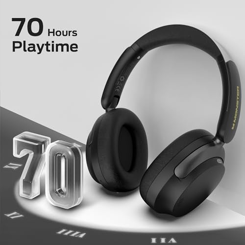 Monster Persona 3rd ANC Wireless Headphones, Premium Noise Cancelling with Bluetooth 5.4, Ultra-Light Foldable Over Ear Headphones, HD Voice Clarity, 70H Battery Life, Multi-Point Pairing, Comfort Fit
