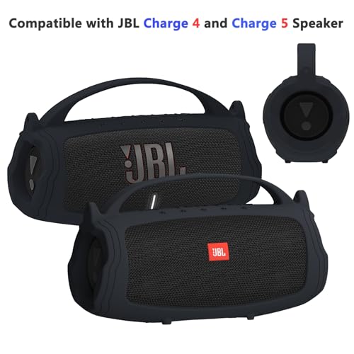 Silicone Case Cover for JBL Charge 4/5 Portable Bluetooth Speaker | Travel Case for JBL Charge 4/5 Bluetooth Speaker Accessories, Scratch-Resistant and Drop-Proof Cover (Black)