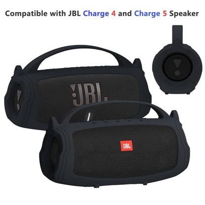 Silicone Case Cover for JBL Charge 4/5 Portable Bluetooth Speaker | Travel Case for JBL Charge 4/5 Bluetooth Speaker Accessories, Scratch-Resistant and Drop-Proof Cover (Black)