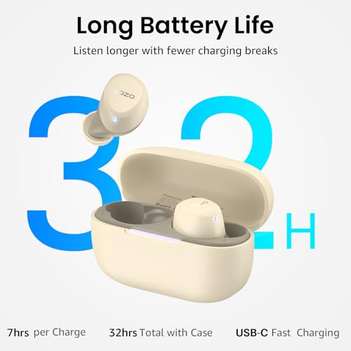 TOZO A1 Wireless Earbuds Bluetooth 5.3 Light Weight in Ear Headphones | IPX5 Waterproof, 2 Mics for AI Calls, Immersive Premium Sound Bass Ear buds with Charging Case, 32 Presets EQ via TOZO App - color: Light Khaki