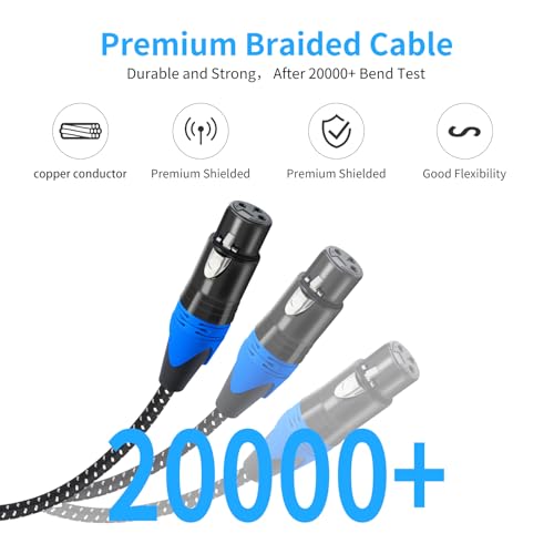 2Pack XLR Female to Dual Male Y Splitter Cable, Female XLR to 2 Male Y Cable,3Pin Y Splitter 1 F to 2 M for Micphone Mixer 2FT - color: XLR 1F To 2 M, size: 2FT