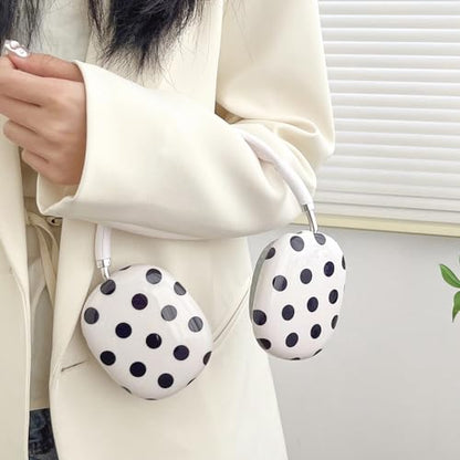 Case Compatible with AirPods Max Headphones, Soft TPU Cute Polka Dots Pattern Anti-Scratch Protective Ear Cup Covers Headphone Cases for Woman Kids - color: polka dots