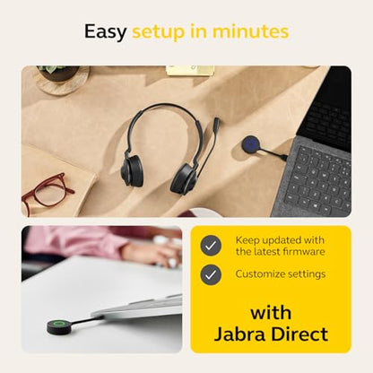 Jabra Engage 55 SE (Second Edition) Dual-Ear Wireless Headset w/Link 400 USB-C DECT Adapter – Noise-Cancelling Microphone, Extensive Range – Works with All UC Platforms Like Google Meet & Zoom, Black - size: USB-C Adapter, style: All Platforms