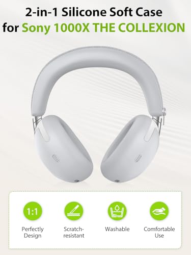 2-in-1 Silicone Protective Cover Set for Sony 1000X THE COLLEXION Headphones, Sweatproof Headband Cover + Integrated Ear Cups Protector (Ear Pads & Shell), Full Coverage(Gray) - color: Gray