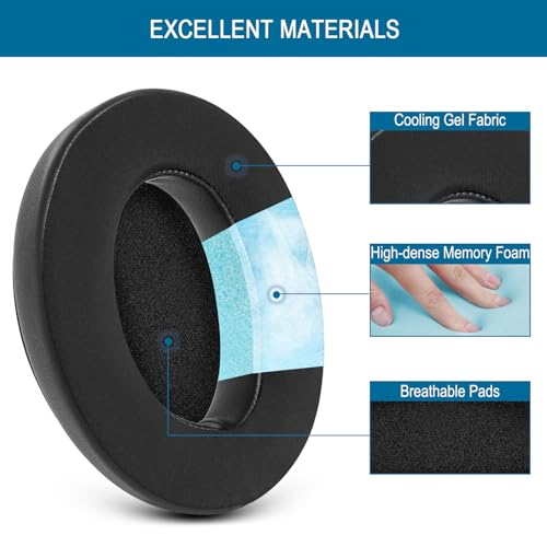GEVO Earpads for Sennheiser HD650/HD600/HD660S/HD545/HD525/HD535 Headphones, Velour Ear Pads Cushions Replacement for Massdrop X HD6XX/HD58X and HD580/HD565 Jubilee Headset (Cooling-Gel Black) - color: Cooling-Gel Black