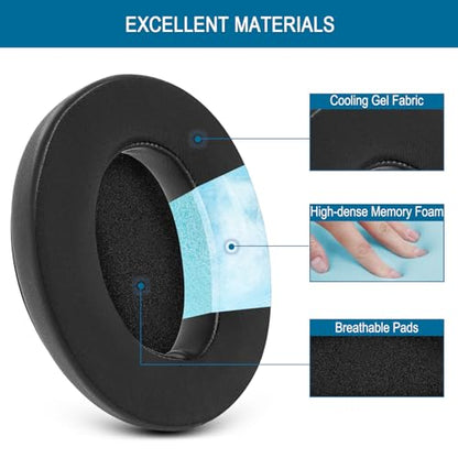 GEVO Earpads for Sennheiser HD650/HD600/HD660S/HD545/HD525/HD535 Headphones, Velour Ear Pads Cushions Replacement for Massdrop X HD6XX/HD58X and HD580/HD565 Jubilee Headset (Cooling-Gel Black) - color: Cooling-Gel Black