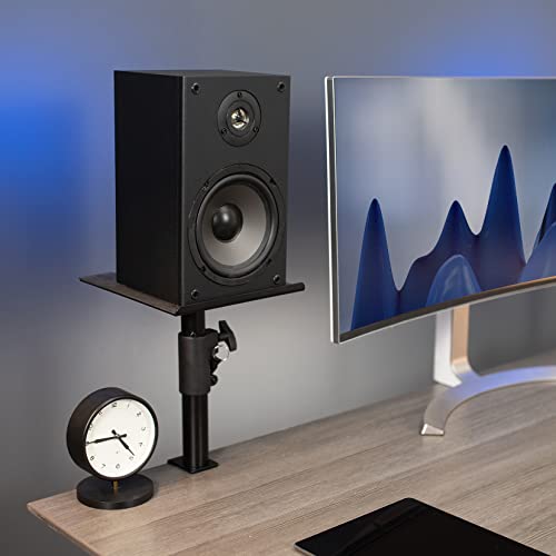 VIVO Clamp-on Speaker Stand Desk Mount Set, 10 x 9 inch Trays, Height Adjustment and Tilt, Universal Audio Holders for Computer and Bookshelf Speakers, Elevated Sound, 2 Pack, Black, MOUNT-SP01CB - color: Black