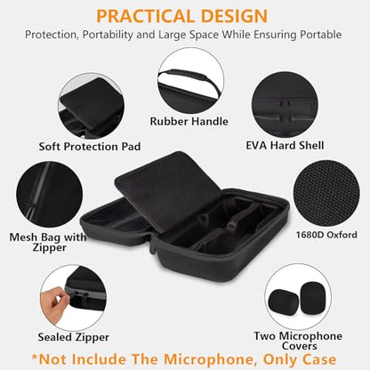 Wireless Microphone Case Compatible with JBL Wireless Two Microphone System, Handheld Dual Mic Travel Bag for Party Box, Singing, Karaoke for JBL mic, Receiver, Adapter, AA Batteries -Black (Box Only) - color: Black