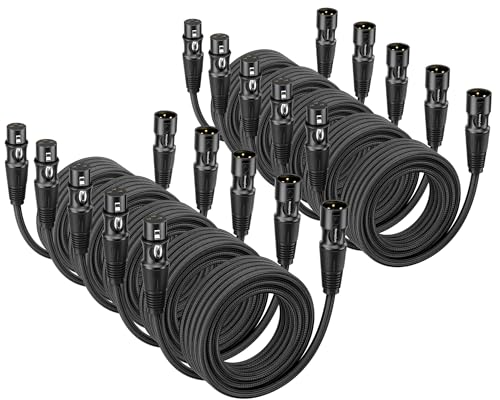 XLR Cable 10ft 10 Packs - Premium Balanced Microphone Cables Mic Cable | With 3-Pin Shielded Nylon Braided XLR Male to Female Mic Speaker Cable for Mixer, Speaker Systems 22AWG - size: 10 Feet-10 Pack