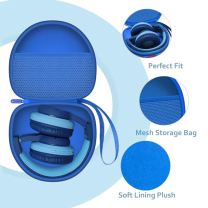 Kid Headphones Case for New Bee/iClever Headphone,Strawberry Blue,Case Only | for iClever BTH12 HS19 BTH20 BTH22 BTH26/Candy Bila/JBL Junior 320/MIDOLA/JoySpark/ADOOPE/Earfun Etc Cute Kids Headphone - color: Strawberry Blue