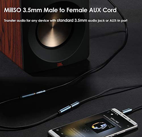 3.5mm Headphone Extension Cable 33 FT TRS 3.5mm Male to Female Cord | Sapphire Blue, Metal Shell, Premium Stereo Audio Jack Extension Adapter Auxiliary Aux Cord for Headphone, Speaker, Soundbox - size: 33 ft