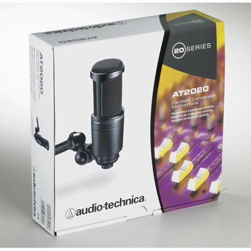 Audio-Technica Side Address Cardioid Condenser Studio Microphone AT2020 Bundle with 2 YR CPS Enhanced Protection Pack, Metal Shock Mount, Pop Filter, Suspension Boom Arm Stand and 25ft XLR Cable