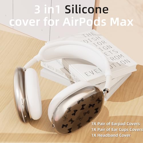 Black Cute Bows Clear Case for Airpods Max Headphones Lovely Girly Pattern Soft TPU Ear Cups Cover Anti-Scratch Silicone Ear Pad Protective Case 53 Headband Cover for Apple Airpods Max - color: Black bow 05