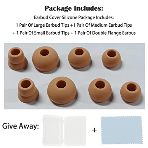 Earbud Tips Replacement Eartips Earbud Covers Headphone Earbud Tips Earbud Pads Replacement Ear Tips For Earbuds Compatible With Powerbeats 1 2 3 Wireless Beats By Dre Headphones,4 Pairs (Light Brown)