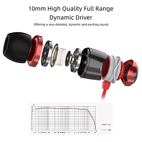 SoundMAGIC E10 Wired Earbuds, No Mic, Premium Hi-Fi, 3.5mm Jack, Red | Rich punchy bass, Full layered audio, All-metal build, Tangle-free cable, Passive noise isolation, Ergonomic comfortable fit - color: Red