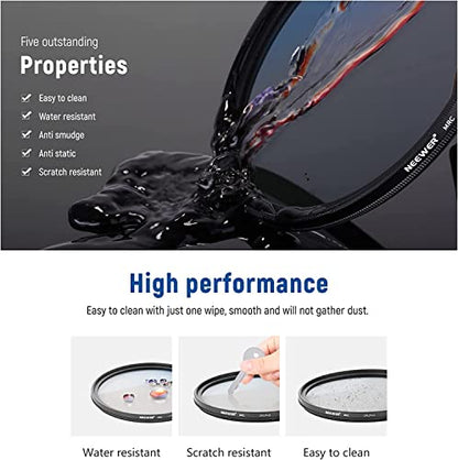 Neewer 55mm Polarizing Filter 30 Layer Multi Resistant Nano Coatings Circular Polarising Filter(CPL) Reduce Glare/Enhance Contrast/Ultra Slim/Reduces Reflection/HD Optical Glass Polarizer Filter - size: 55mm