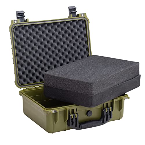 MEIJIA All Weather IP67 Waterproof Hard Camera Case,Hard Protective Case,Hard Case with Customizable Foam,Fit Use of Drones,Camera,Equipments,Pistols(Green,15.98x12.99x6.85inches) - color: Green, size: 15.98x12.99x6.85inches