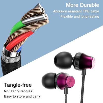 USB C Headphone Wired Earbuds for Samsung S26 S25 Ultra S24 A16 A17 | in-Ear Earbuds Wired Noise Isolating With Microphone for iPhone 17 16 Pro Max/iPad 11 A16/Pixel/Android Small Ear Kids - color: Red
