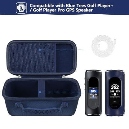 Carrying Case for Blue Tees Golf Player+, Player Pro GPS Speaker | GPS Speaker Player Protection Case with Mesh Pocket,Shoulder Strap, Shockproof, Scratch Resistant, Waterproof, Blue - color: Blue 1