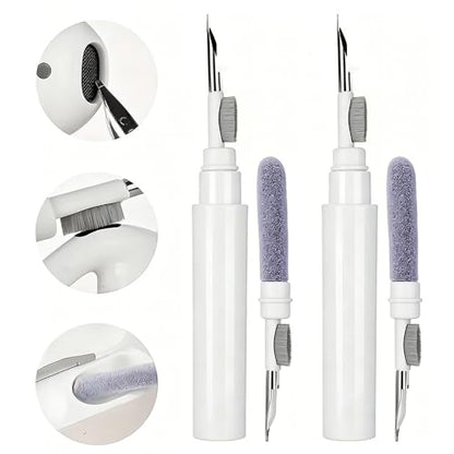 2-Pack Cleaning Brush Pen Set for Earbuds and Phones, Plastic Compact Cleaner Tool with Metal Tip (White) - color: White