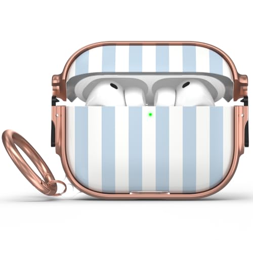 for AirPods Pro 3 Case with Safety Lock, Magsafe Compatible, Blue Stripes - color: Blue White Stripes, size: Airpods Pro 3 Case (2025)