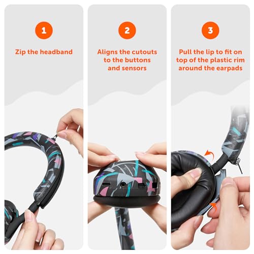 WC ShellZ XM5 - Exterior Shell & Headband Covers for Sony WH1000XM5 | Made by Wicked Cushions | Protective, Made with Premium Silicone | 90's Black - color: 90's Black
