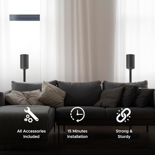 ERA 100 Floor Stand, Twin (2pcs), Black, Double, Pair | Compatible with Sonos ERA100 & ERA 100 SL, Sonos ONE & Play:1 Speakers, Accessories Included. UK Design, Height 36in / 920mm - color: Black
