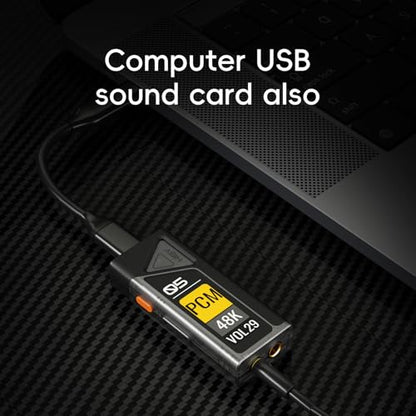 HiBy FC5 Portable Hi-Fi DAC Headphone Amplifier with 1.1” OLED Display PCM 768kHZ DSD512 MQA 8X 3.5mmPO +4.4mmBAL - color: Black, size: FC5