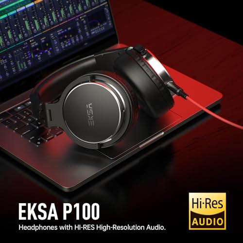 EKSA Wired Headphones, Over Ear Headphones for Studio Monitor/Mixing DJ | Hi-Res Stereo Sound, 1/4 to 3.5mm Jack, 50mm Drivers, for PC Keyboard Piano Podcast Guitar AMP Computer Recording Mixing