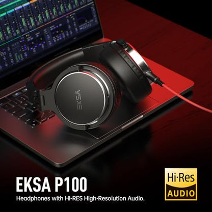 EKSA Wired Headphones, Over Ear Headphones for Studio Monitor/Mixing DJ | Hi-Res Stereo Sound, 1/4 to 3.5mm Jack, 50mm Drivers, for PC Keyboard Piano Podcast Guitar AMP Computer Recording Mixing